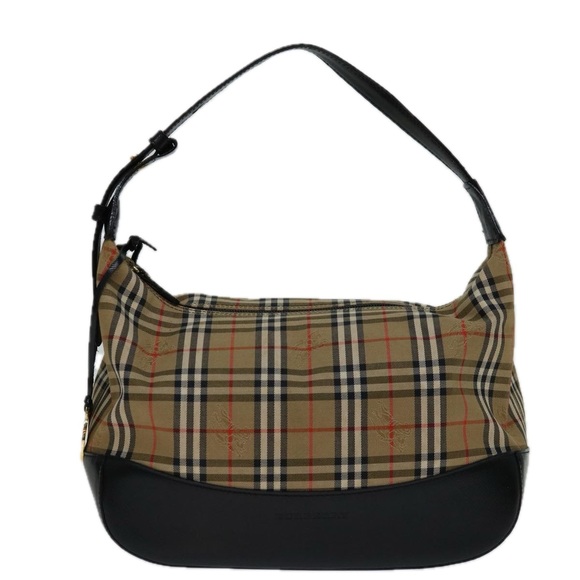 BURBERRY Nova Check Shoulder Bag Canvas Beige Black Auth bs12775 - Picture 13 of 16